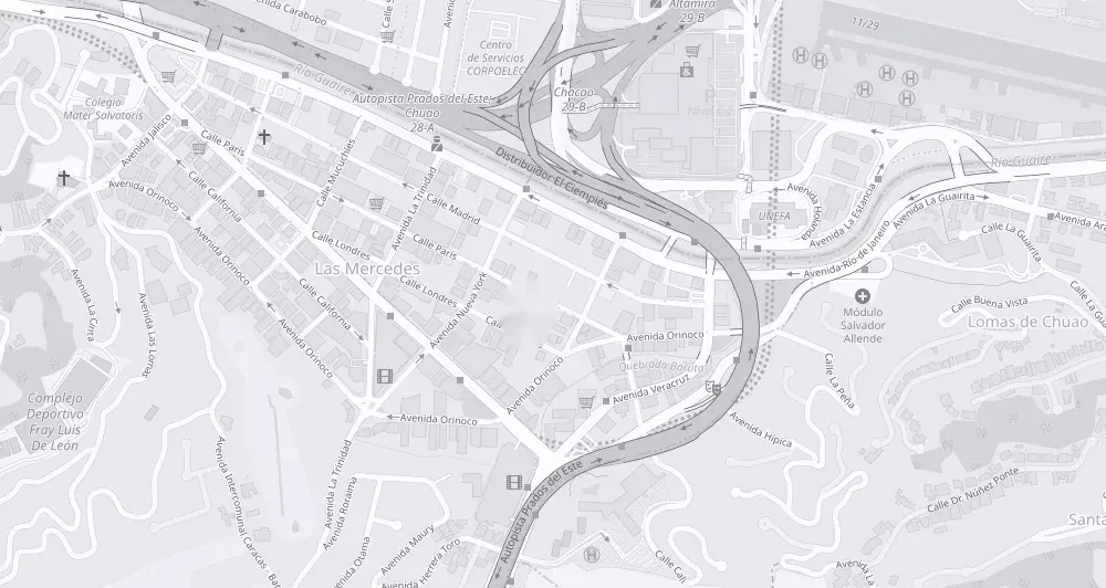 Mapa de Las Mercedes con la ubicación de JAC Las Mercedes en la Calle Londres